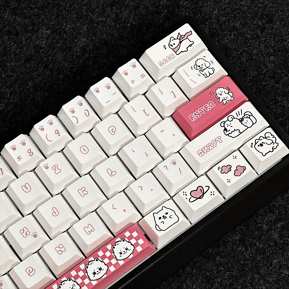 

Cherry Pink Puppy Keycap PBT Cute Keyboard Keychain Compatible with MX Switches 60/64/84/98/108 Mechanical Keyboard