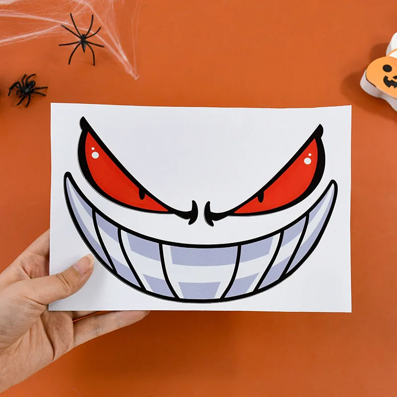 1Pc Demon Smiling Face Stickers DIY Demon Eyes Car Motorcycle Helmet Stickers Halloween Party Decorations Kids Gifts