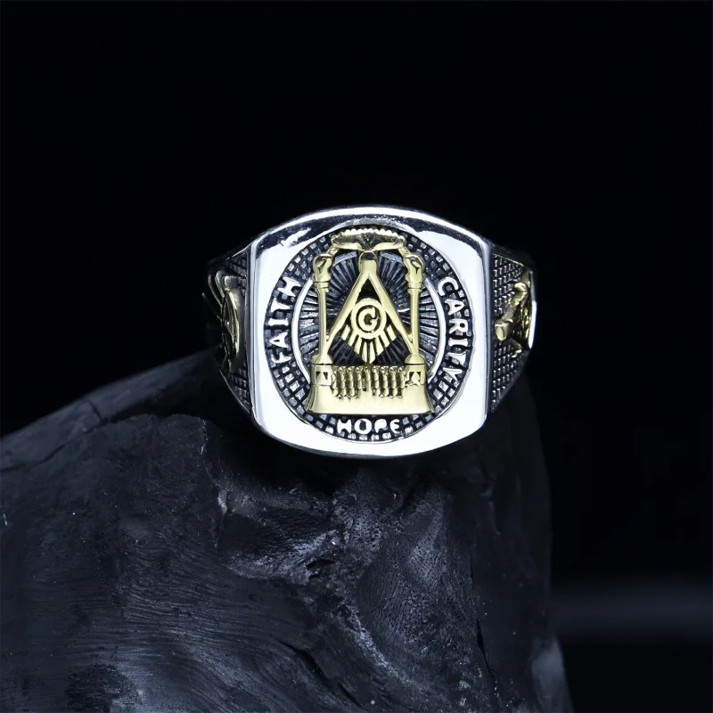 

New Masonic Faith Dominant Retro Adjustable Ring Personality Trendy Brand Men's Index Finger Ring
