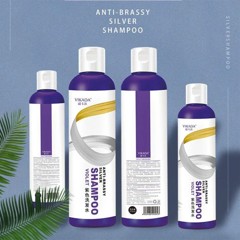 شامبو تبييض صبغة صفراء ، يدوم طويلاً ، لون رمادي فضي ، شامبو صبغ الشعر المثبت ، سائل أرجواني ، يتلاشى #6