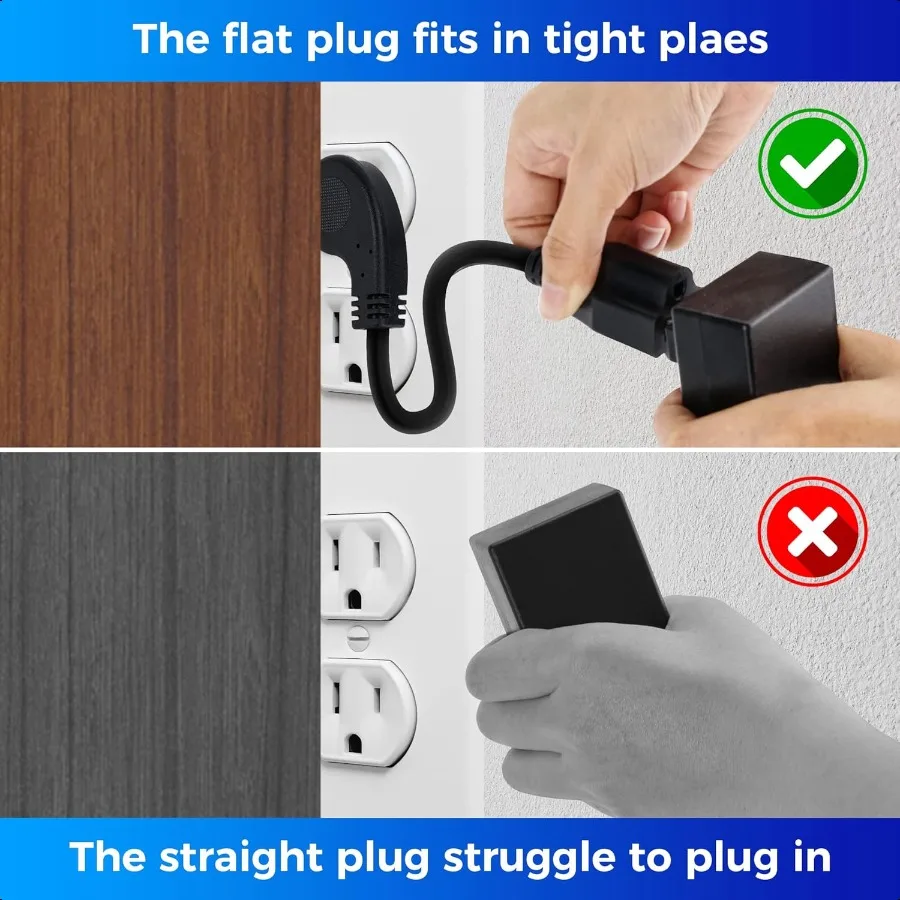 8 بوصة قصيرة سلك تمديد الطاقة 5Pack45Degree الانظار المكونات المسطحة 3 الشق ذكر إلى أنثى الثقيلة التأريض تمديد الطاقة #4