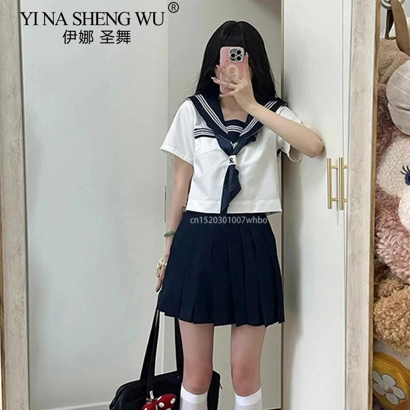Uniforme de Escuela Japonesa nuevo para niña, traje Jk Sexy para primavera y otoño, corbata azul marino, uniforme de marinero, ropa de escuela secundaria
