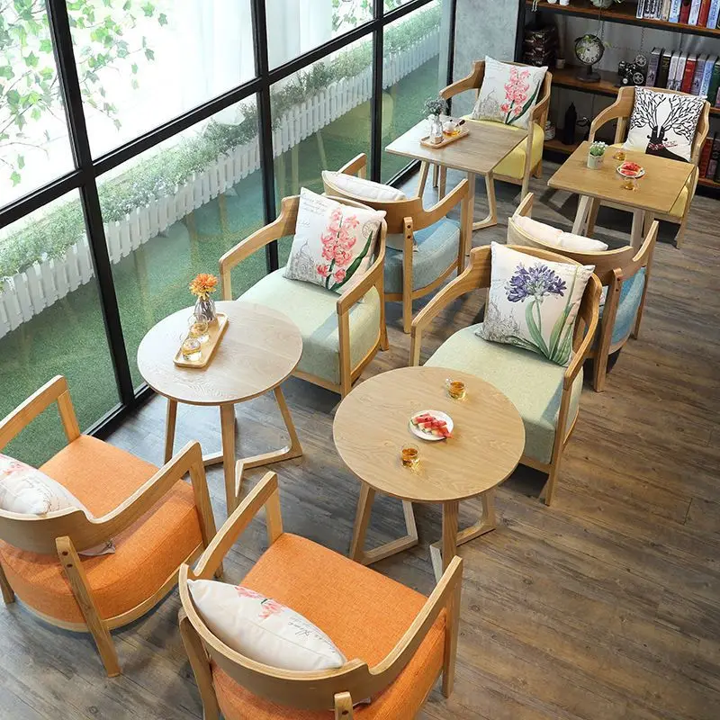 Table ronde en bois de café, fauteuil en cuir nordique, centre de divertissement empilable, carré moderne, 73