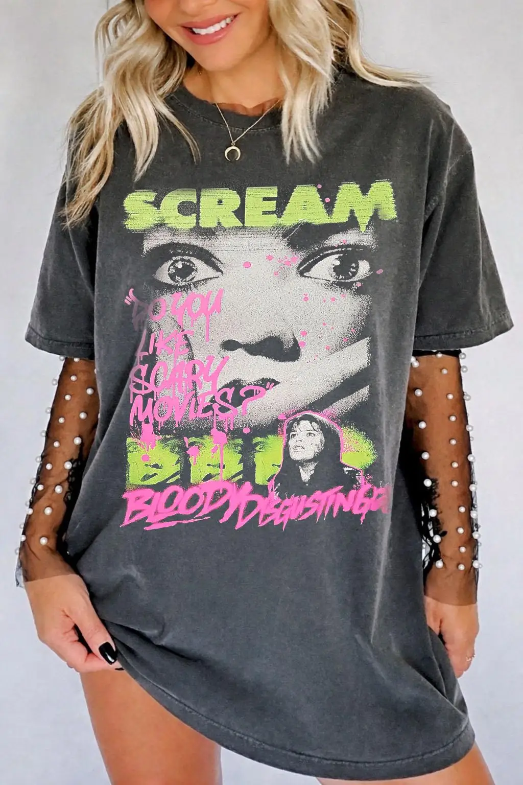 Vintage Horrorfilm Scream Unisex-Shirt - Grafik-T-Shirt - y2k-Shirt – Detail 3