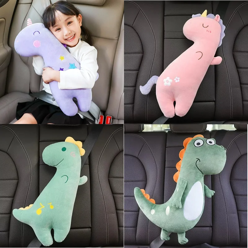 Baby Car Seat Accessories Head Supports Protection Car Belt Protector Child Seat Belt Pillow Cute Cartoon Safety Belt Doll