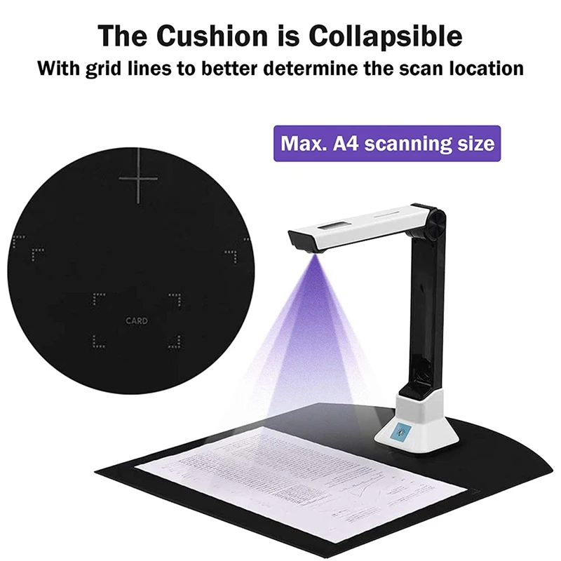 Document Camera For Teachers, Portable USB Document Camera Scanner With Stand 8MP HD A4 Format Doc Cam Photo Scanner