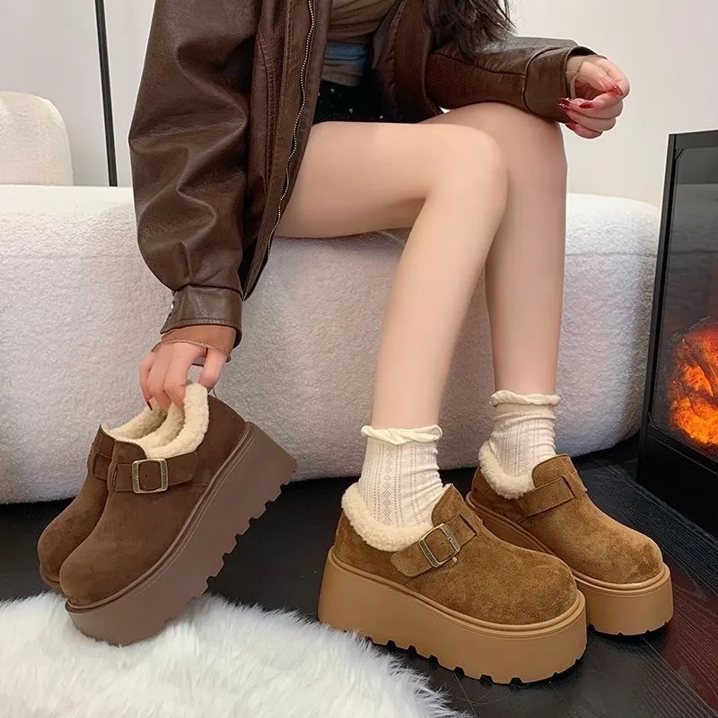 

Модные универсальные женские хлопковые туфли Birkent, лоферы на толстой подошве, зимние теплые туфли на плоской подошве с флисовой подкладкой и круглым носком