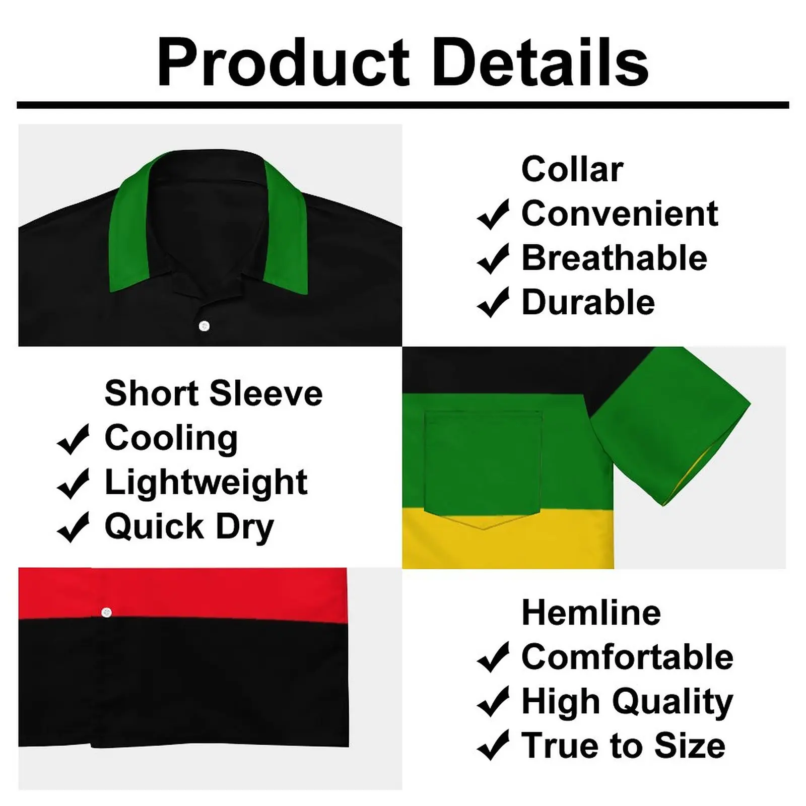 Vintage Green Yellow And Red Rasta Flag A Short Sleeved Shirt T-shirts Coordinates Home High Grade USA Size
