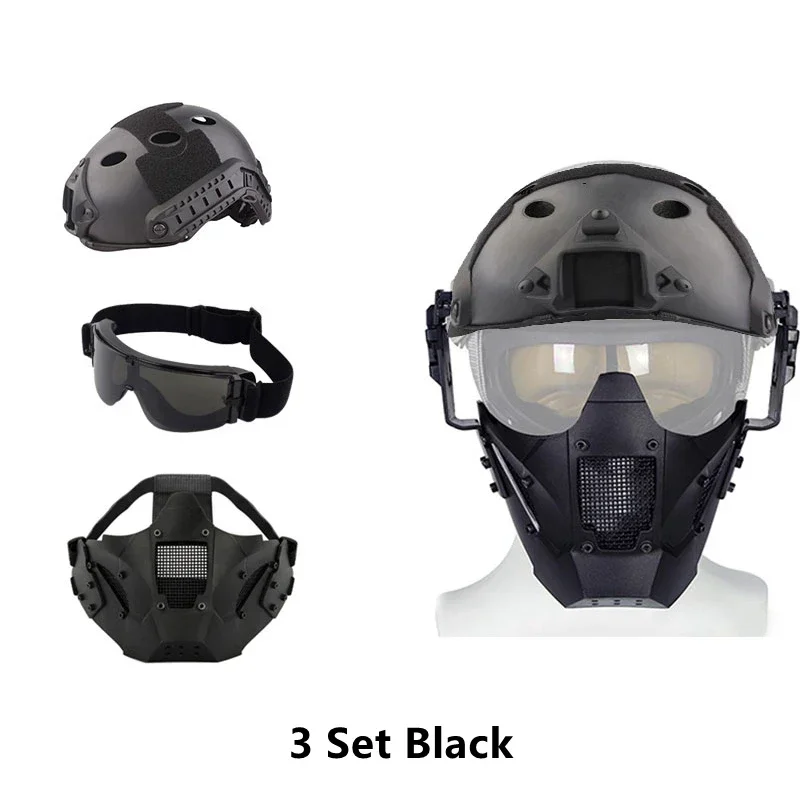 Iron Warrior Mask with Fast Helmet and Goggles Airsoft Hunting Motorcycle Paintball Cosplay Protect Gear