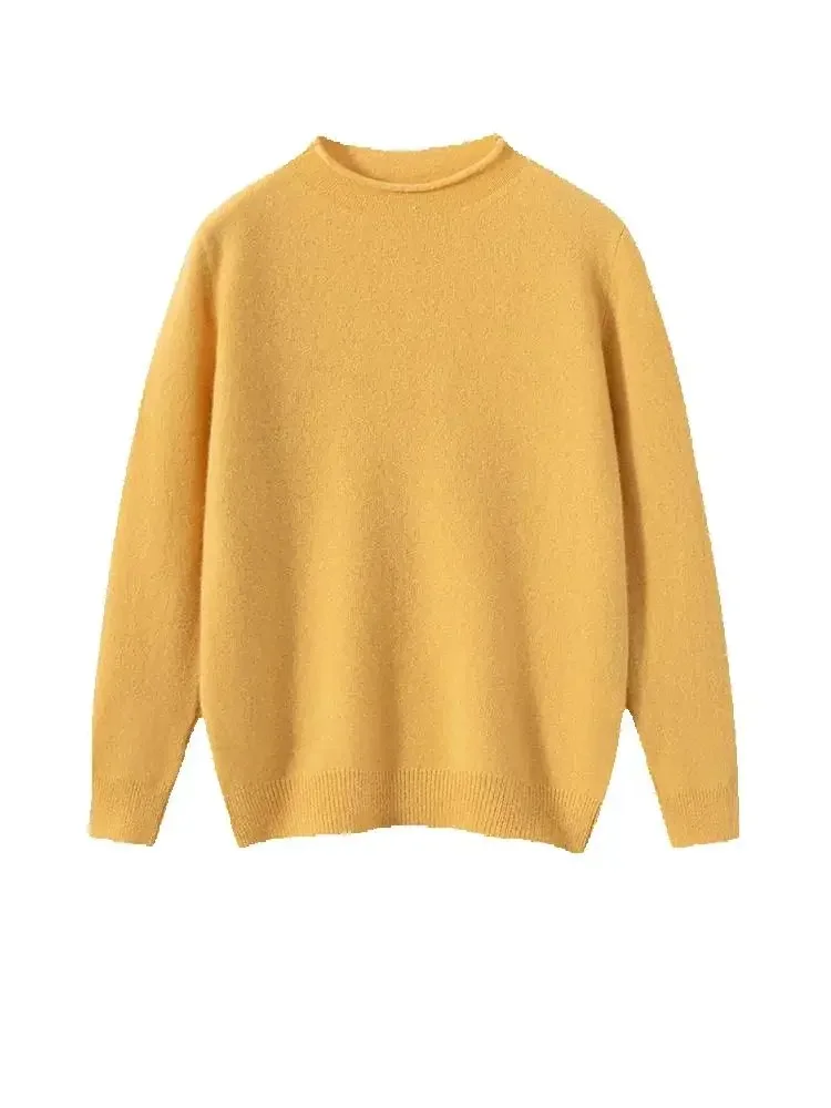 Basic Wool Sweater Children Curled Edge Half High Collar Pullover Autumn Winter Kids 100% Merino Wool Knitwear Boy Girl Clothing view 3