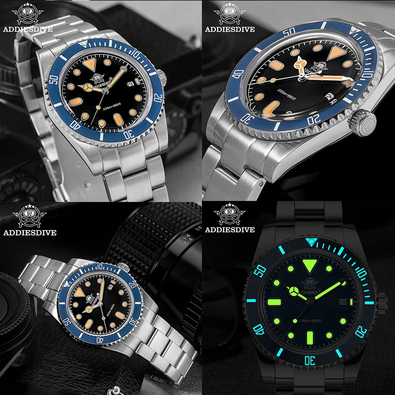 

ADDIESDIVE New Men Watch 39mm Domed Glass Bidirectional Rotation Ceramic Bezel 200m Waterproof Top Brand Diver Quartz Wristwatch