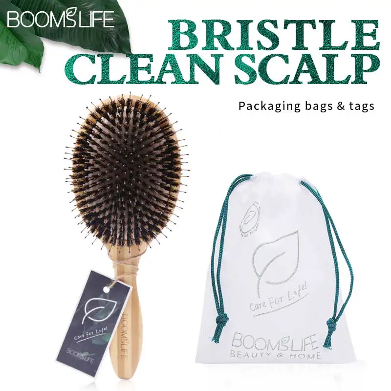 Soft Boar Bristle Hair Brush and Comb For hair Bamboo Hair Brush Massage Hair Combs for Women  Hair Beauty Care Salon Tools