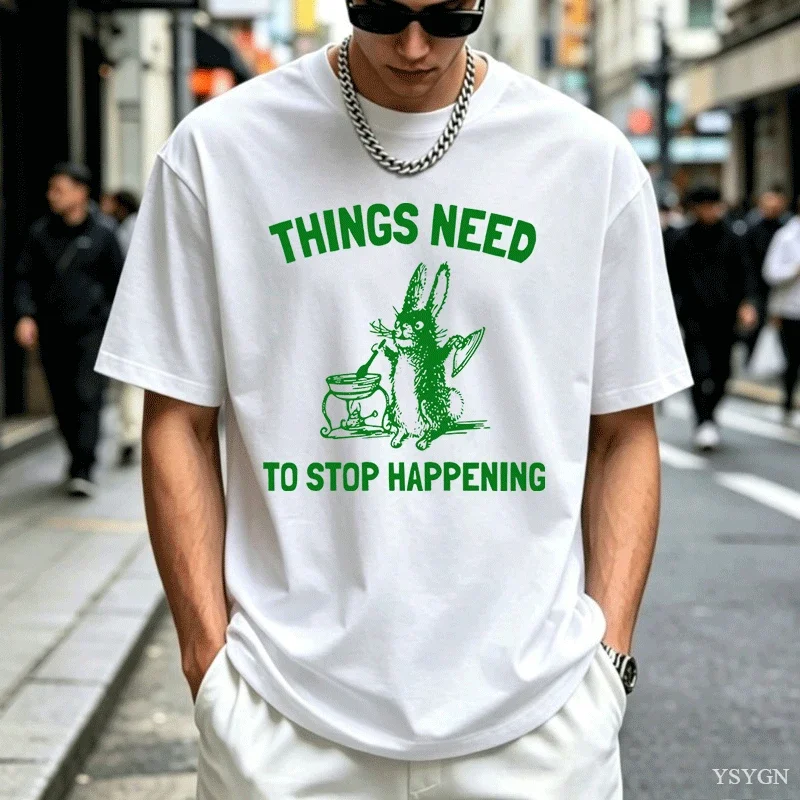 Things Need To T-Shirt Funny Trending Rabbit Unisex Graph Tshirt Casual Breathable Round Ne Short Sve Tees 2026 New Model Short-