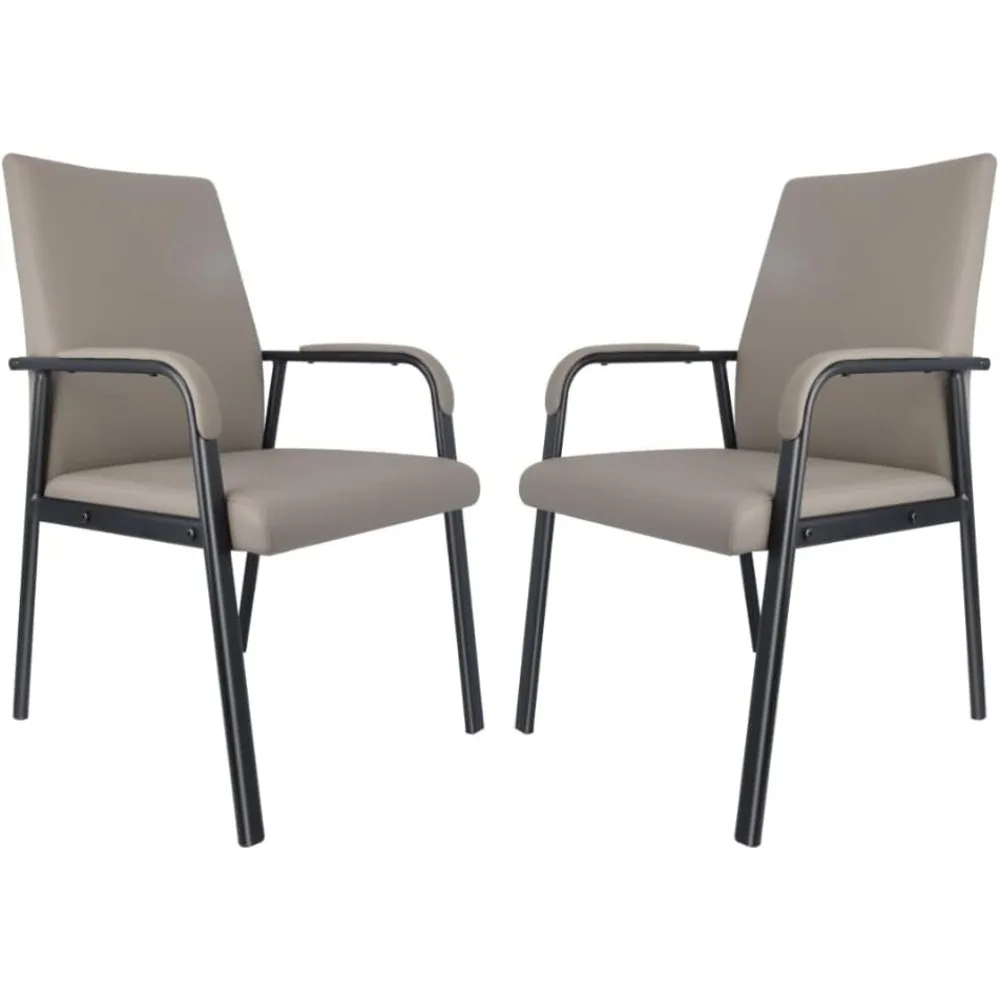 

Комплект из 2 офисных стульев для приема гостей, вместимость 600 фунтов, кожаные стулья для конференц-зала с мягкими подлокотниками, без колес, настольный стул Gr