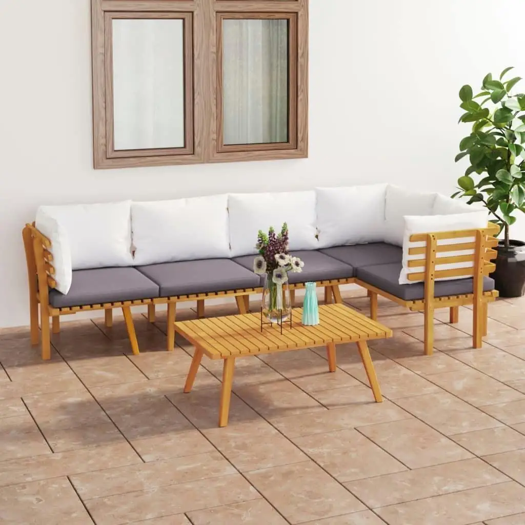 6-Piece Acacia Wood Patio Lounge Set with Cushions - Durable Outdoor Furniture