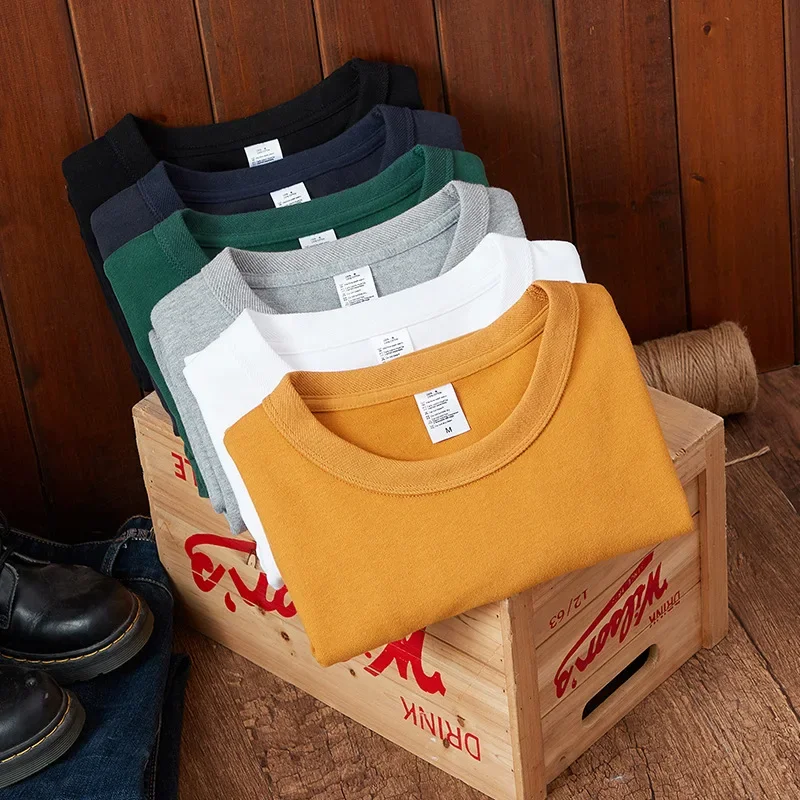 6 Color 300G Heavyweight Short Sleeve White T-shirt High Quality Sanding Simple Classic Basic Tee Casual Loose Daily Tops Unisex