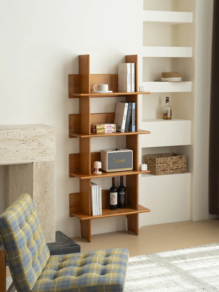 Nordic solid wood multi-layer storage rack, medieval creative storage rack against