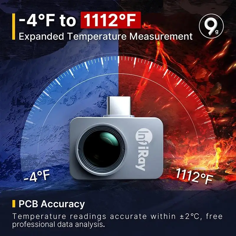 Xinfrared P2 Pro Macro Lens Floor Heating -20℃ to 600℃ Thermal Imager Thermal Imaging Camera PCB Circuit Inspection
