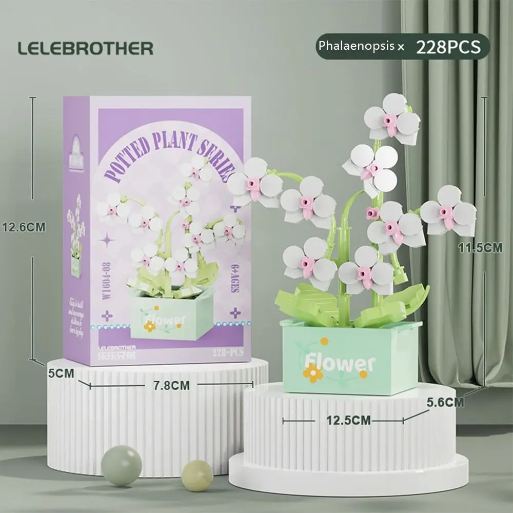 لتقوم بها بنفسك زهرة بوعاء بنة مكتب منزلي ديكور النبات فتاة لعبة الطوب عصاري بوعاء نموذج لعبة باقة أبدية تعليمية