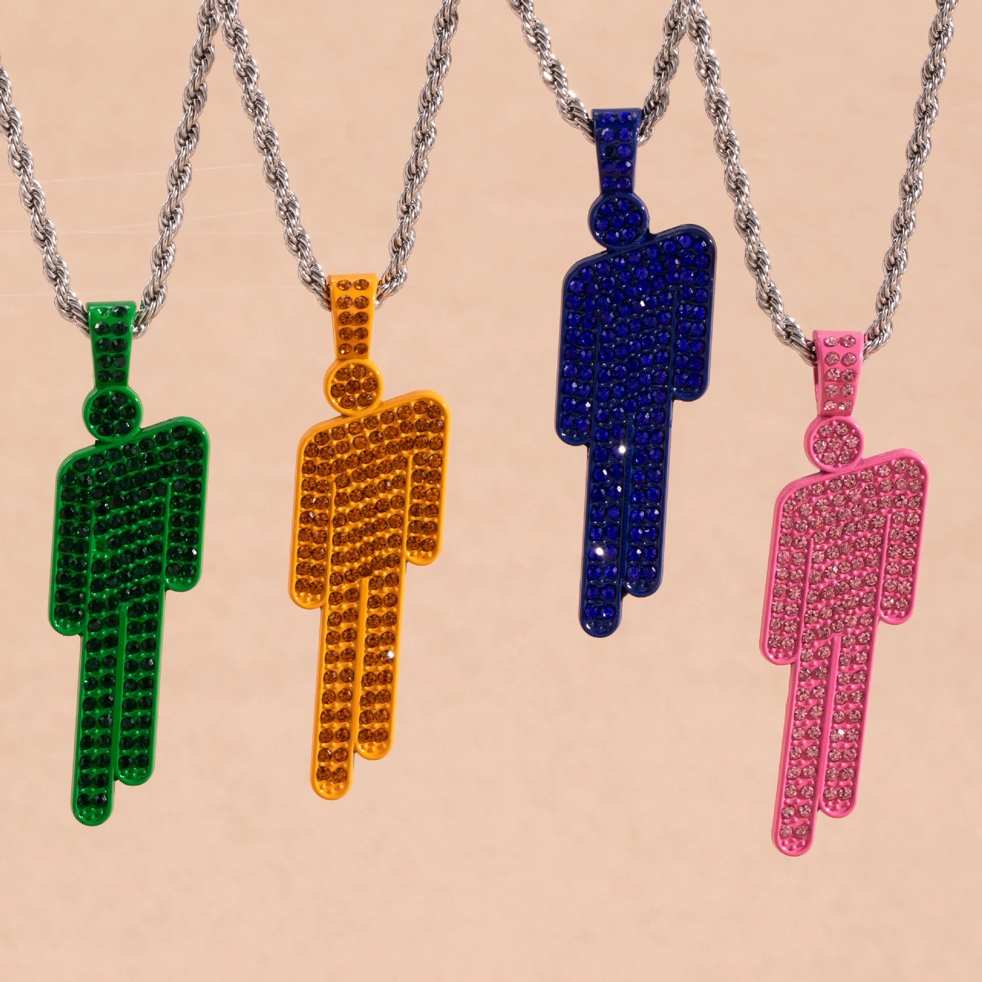 الرجال المألوف الفاخرة الكرتون حجر الراين قلادة قلادة العصرية الهيب هوب للجنسين المعلقات بالجملة الأحجار الكريمة قفل سلسلة النساء