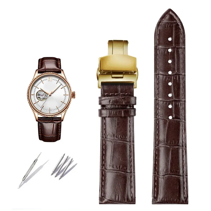 لساعات تيسو، سيكو، هواوي، سيتيزن، حزام ساعة 16 18 20 21 22 مم 23 مم من الجلد الأصلي، مشبك فراشة، سوار جلد بقري #1