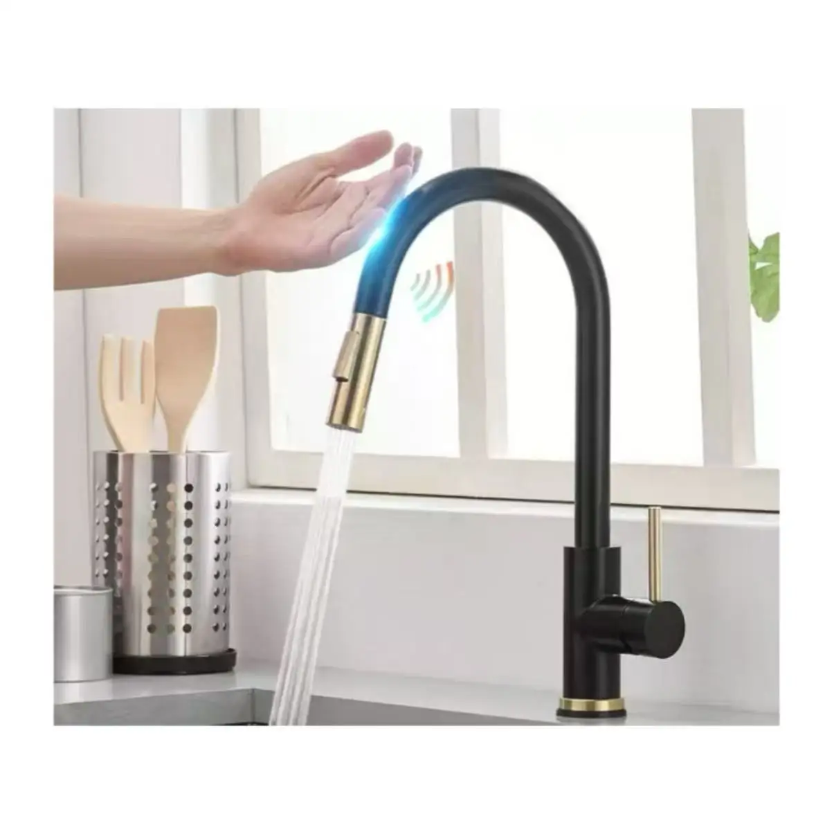 

DQOK Kitchen Faucet Pull Out Brushed Nickle Sensor Stainless Steel Black Smart Induction Mixed Tap Touch Control Sink Tap