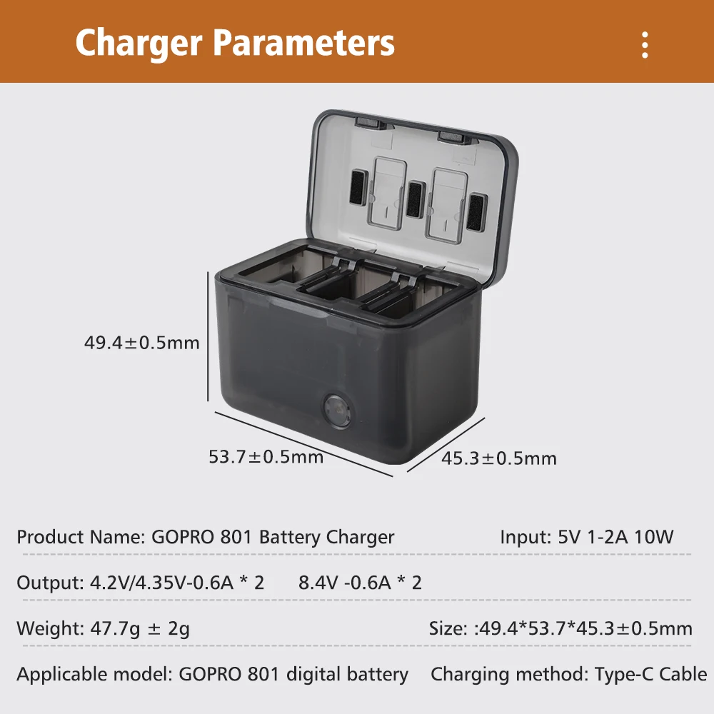 고프로 히어로 8/7/6/5 배터리 LCD 디스플레이 다기능 스마트 고프로 배터리 충전 박스/케이스 (고프로 히어로 8 7 6 5 용)