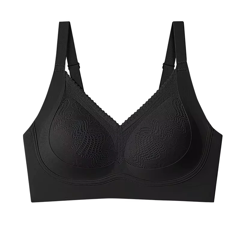 

Seamless thin plus-size women's full-cup bra with side breast support and anti-sagging features