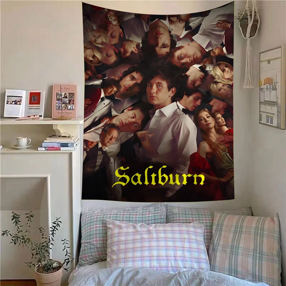 Saltburn 2023 TV Show Cartoon Tapestry for Living Room Home Dorm Decor INS Home Decor