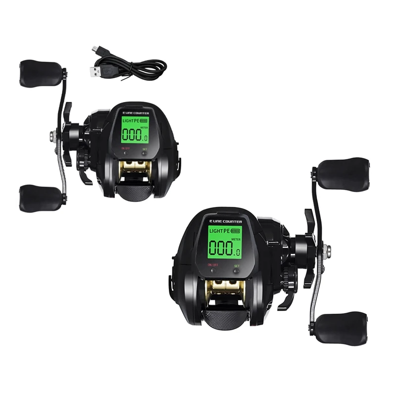 Electronic Baitcasting Fishing Reel LED Screen High Speed 7.2:1 10Kg Saltwater Waterproof Cast Drum Wheel Casting Durable -Right