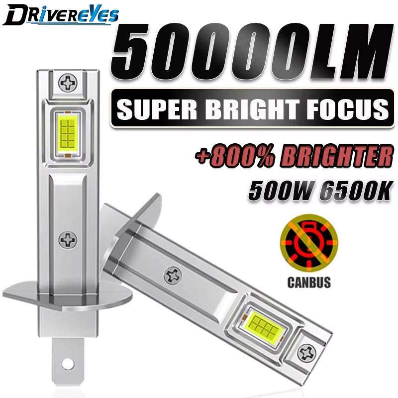 2Pcs Canbus LED Light Bulb H1 LED Headlight Mini Size Design Wireless Fanless For Car LED Lamp 7585 CSP Chip 300W 12V