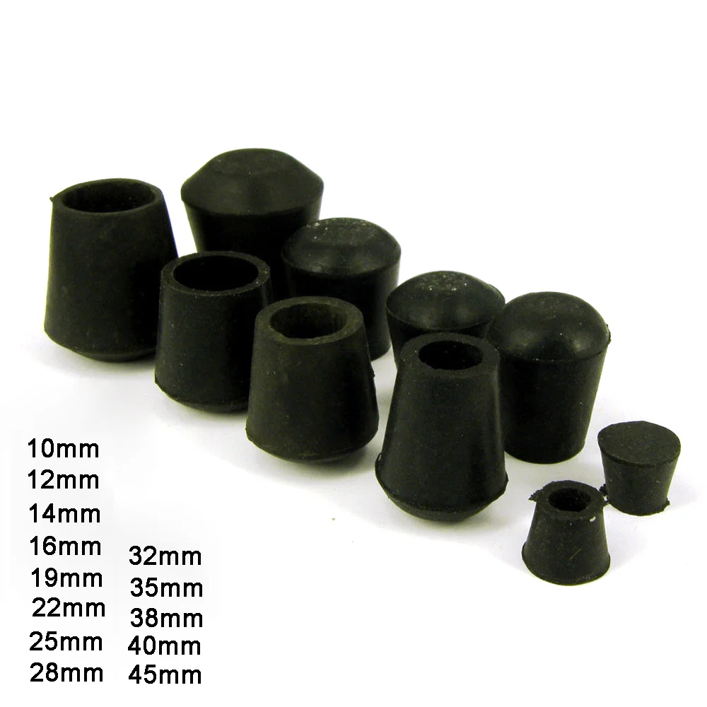 2/10 Piece Black Rubber Chair Foot Table Hold Pipe End Protective Capsules 10 12 15 16,45mm