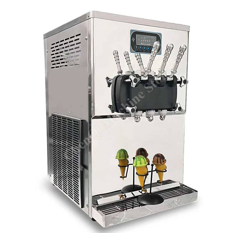 آلة الآيس كريم الناعمة مضخة توسيع الهواء طاولة الحفاظ الليلية مزدوجة 7 لتر هوبر صانع آلة صنع الآيس كريم
