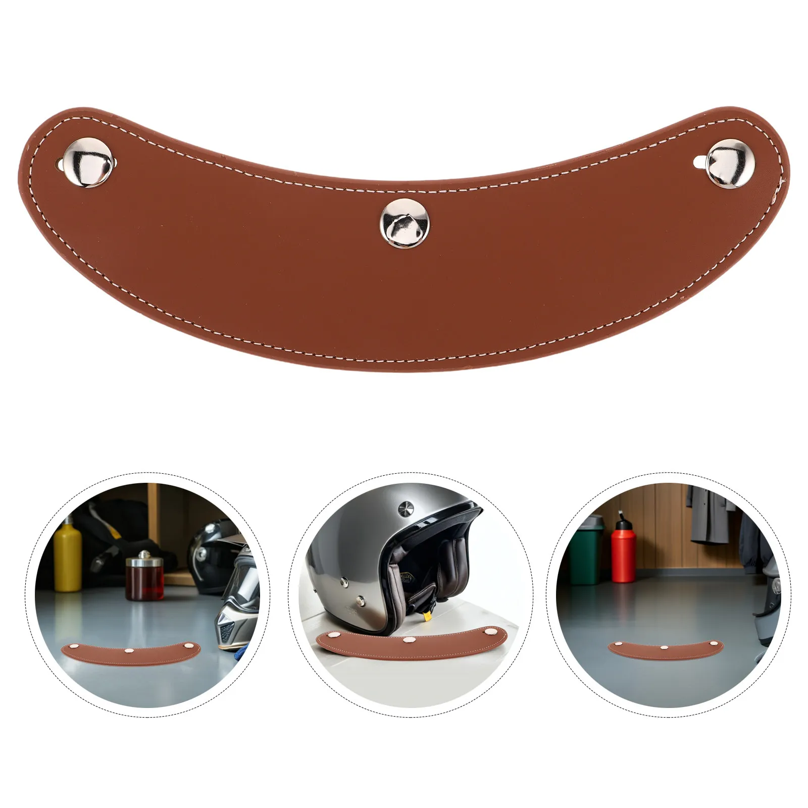 Vintage Motorcycle Visor PU Sun Shield Three-Snap Design Universal Fit for Half Helmets Uv Protection Glare Blocker