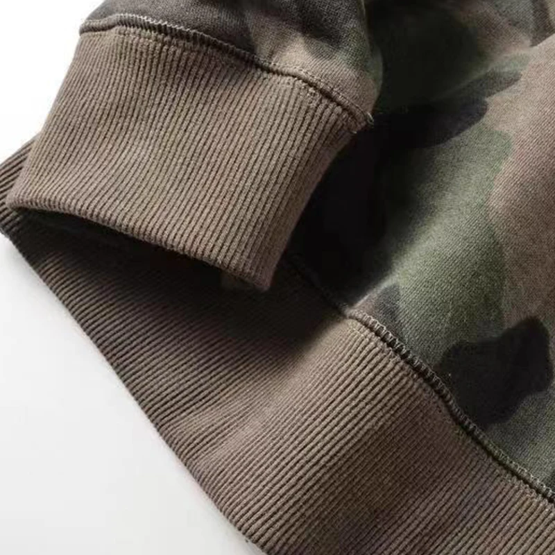 Cotton Terry Military Style Men Camouflage Hoodies 2024 Spring Autumn Camo Pattern Zip Up Hooded Sweatshirts Casual