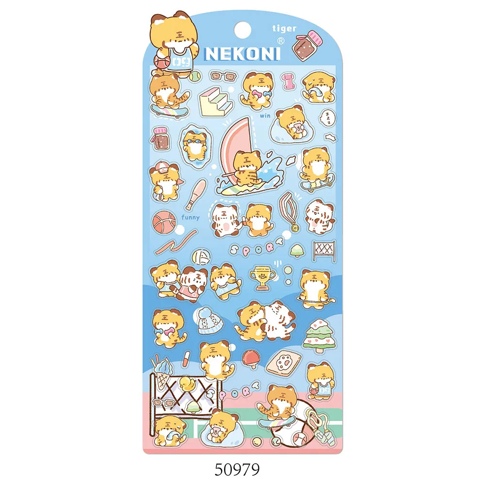 Korean Import Brand Nekoni Cartoon Animals PVC Stickers Scrapbooking Diy Journaling Sticker Aesthetic Sticker Cute Stationery