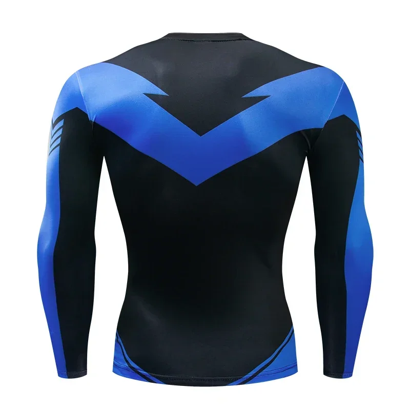Kompressions-T-Shirts Sportbekleidung Gym Rash Guard Boxtraining Sport-Oberteile 3D Nightwing Herren T-Shirt Lauf-Schnelltrocknende Hemden Herren – Detail 13