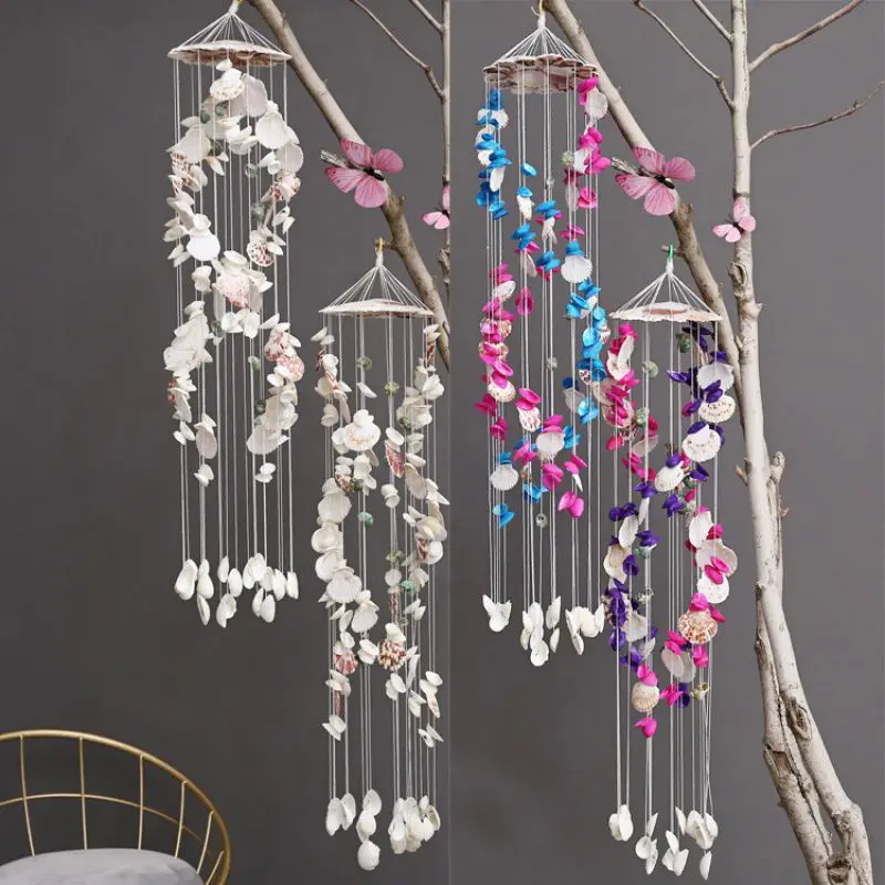 Colorful Shell Exquisite Japanese Style Double Dragon White Color Wind Chimes Fashion Ornament