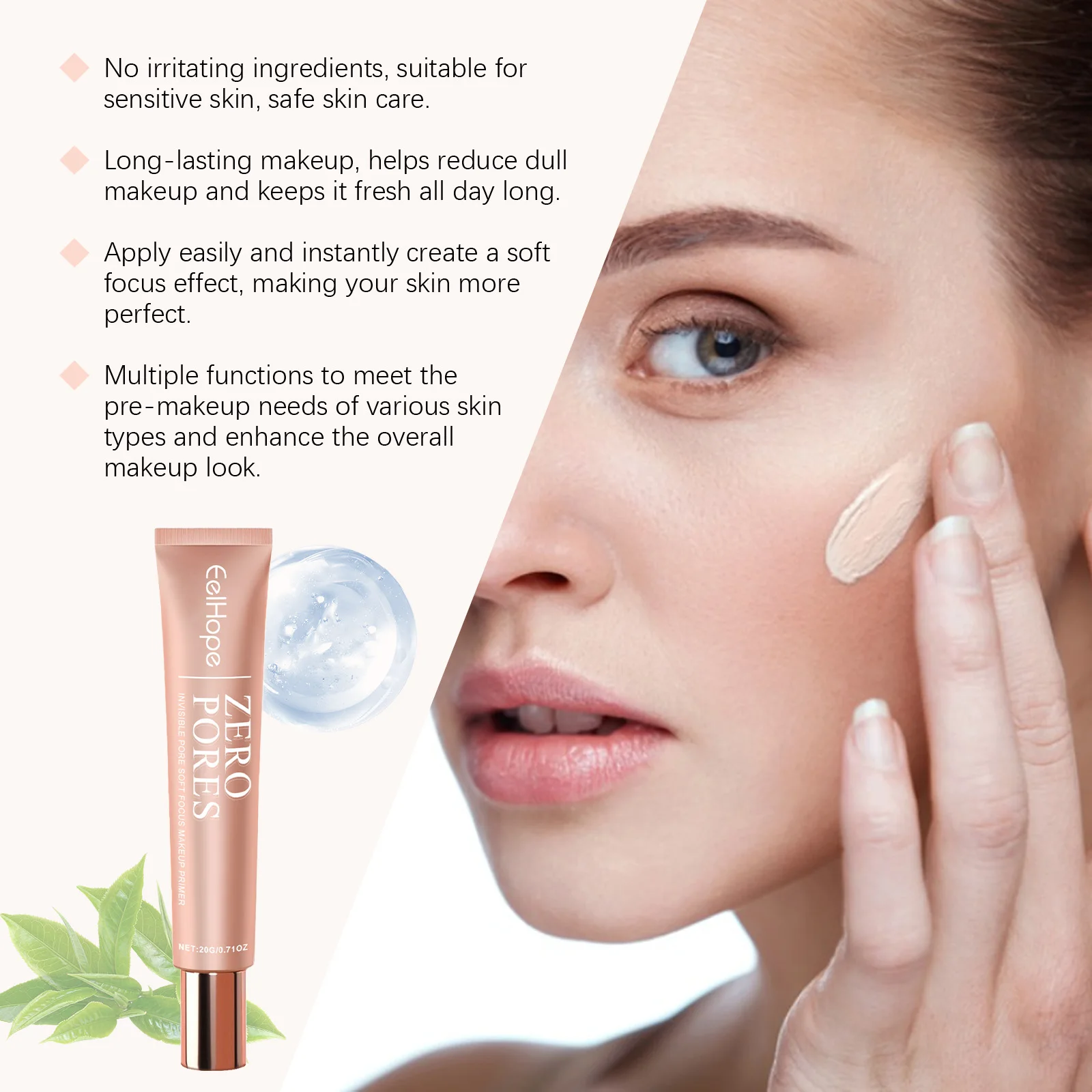 Crema de aislamiento de imprimación de maquillaje de enfoque suave de poros Invisible, hidratante, incluso el tono de la piel, modificación hidratante, corrector de larga duración