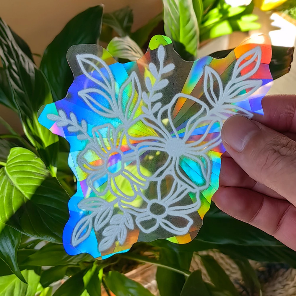 

Delicate Flower Sun Prism Glass Sticker Self-Adhesive Film Decal Reflective Rainbow Light Indoor Decor Bird Collision Prevention