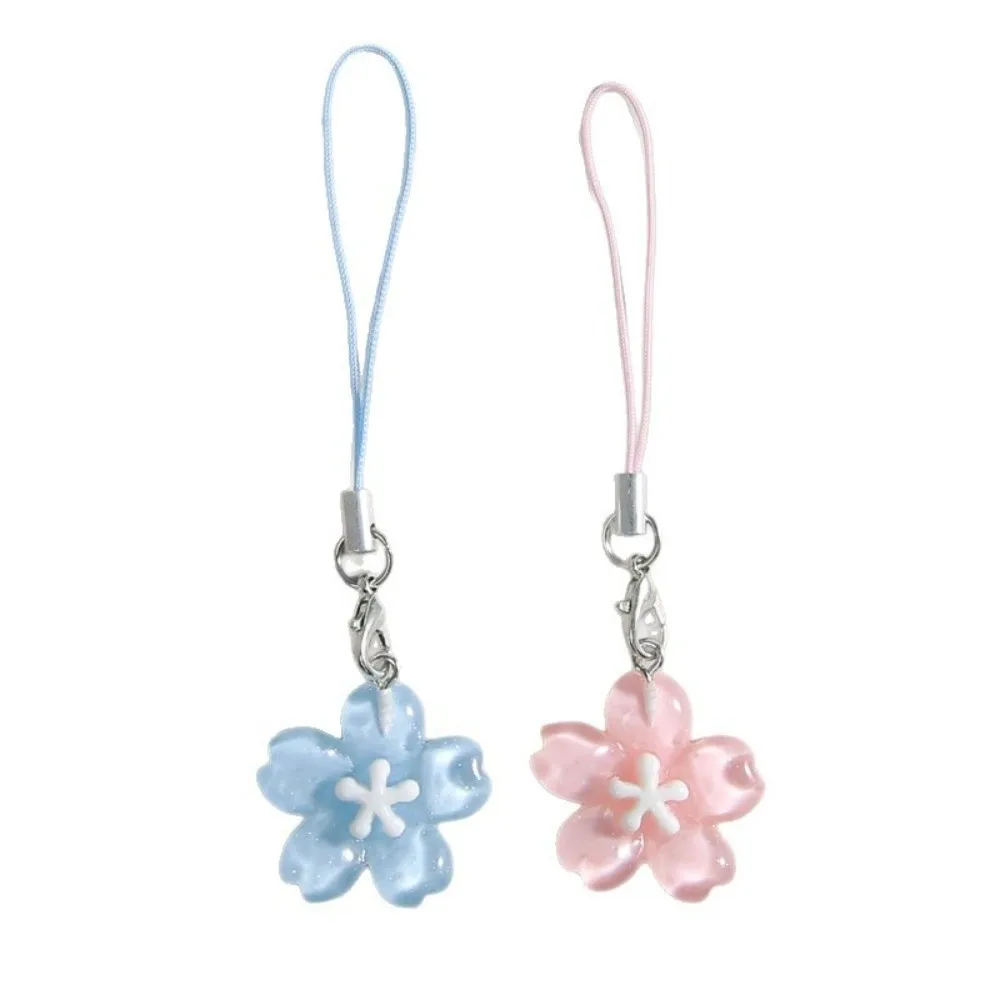 New Colorful Cherry Blossom Keychain Resin INS Mobile Phone Lanyard Hanging Ornament Gift