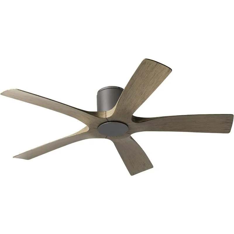 54in Graphite Weathered Gray with Remote Control  Aviator Smart Indoor and Outdoor 5-Blade Flush Mount Ceiling Fan