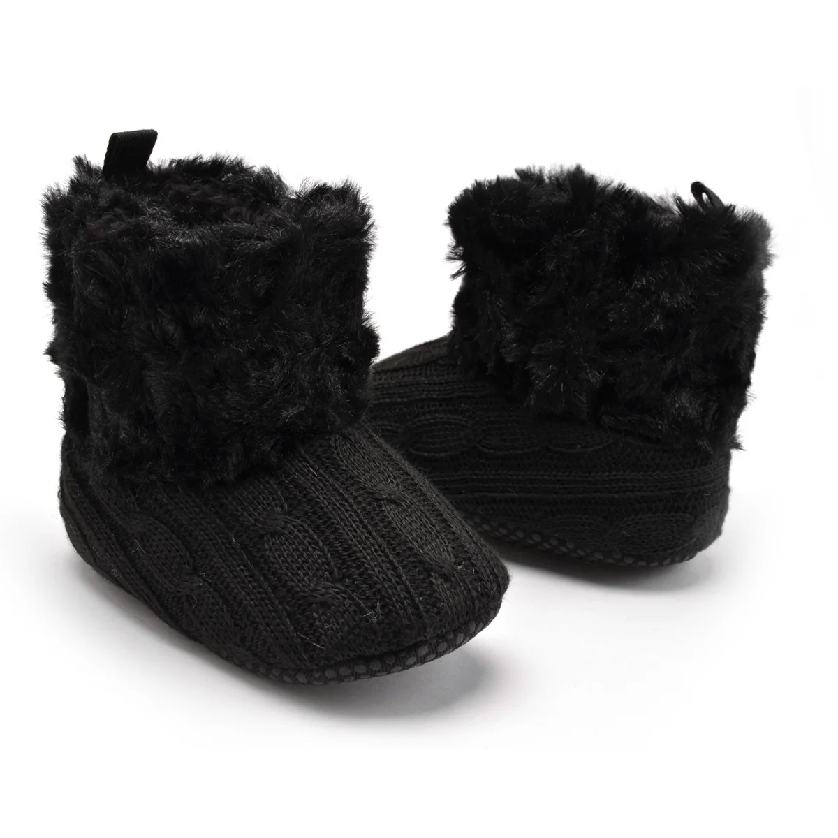 

Baby Knitted Crib Shoes Non-Slip Sole Warm Winter Boots Infant Toddler Prewalker Soft Cotton Shoes for Baby 0-6 Months