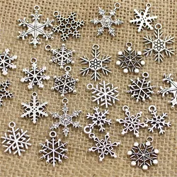 Mixed 100 pcs Snow Charms ndants Beads Metal Alloy Pandent Color Antique  Christmas charm Diy