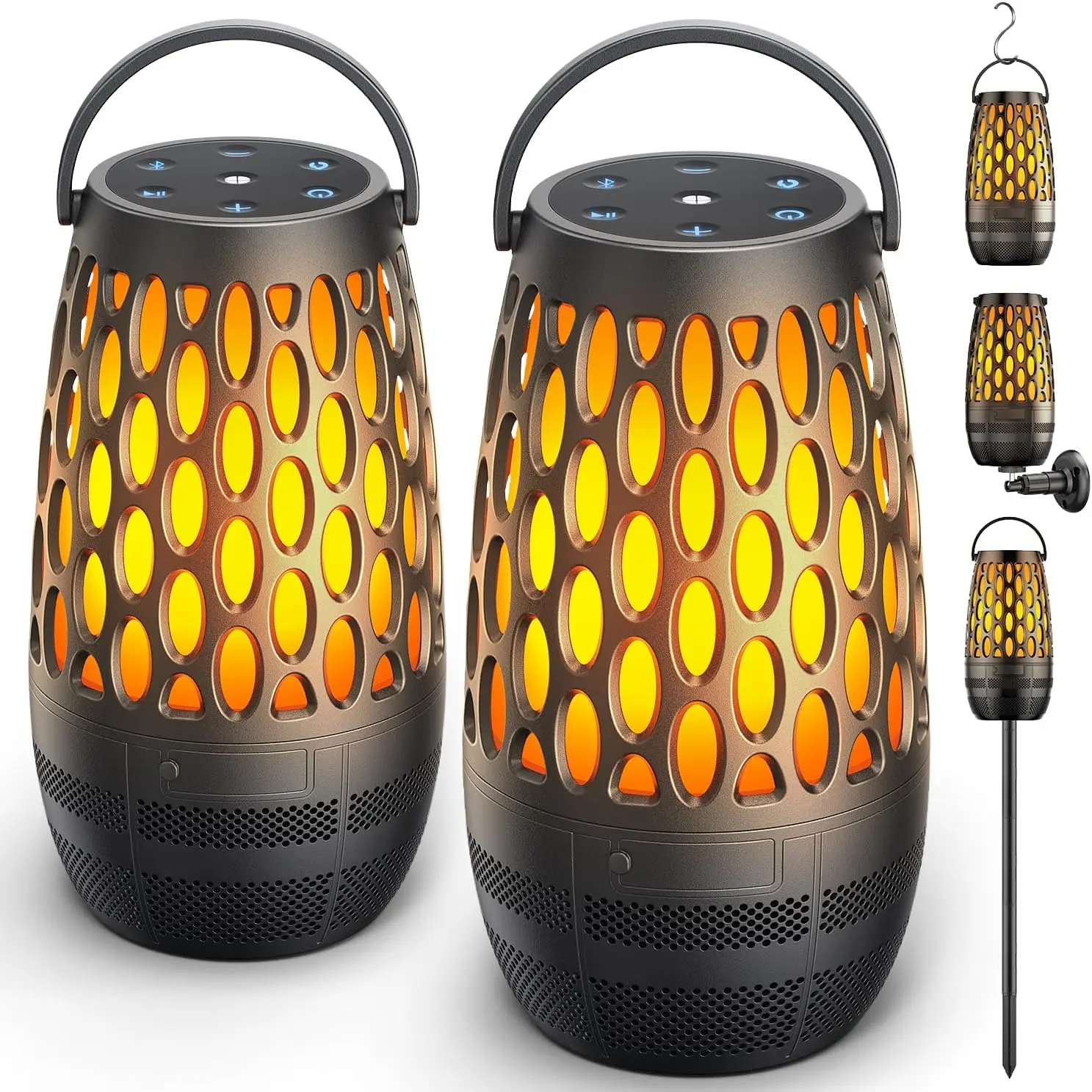 

Retro LED Flame Light Wireless Bluetooth Speaker Bar Music Center Portable Bass Speaker Outdoor Catering Atmosphere Light IP65