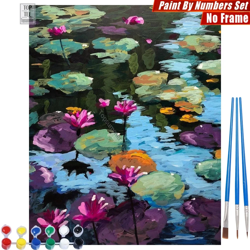

Tranquil lily pond Paint By Numbers Kit - Vibrant reflections serene Artistic Activities Easter Gift For Grandma