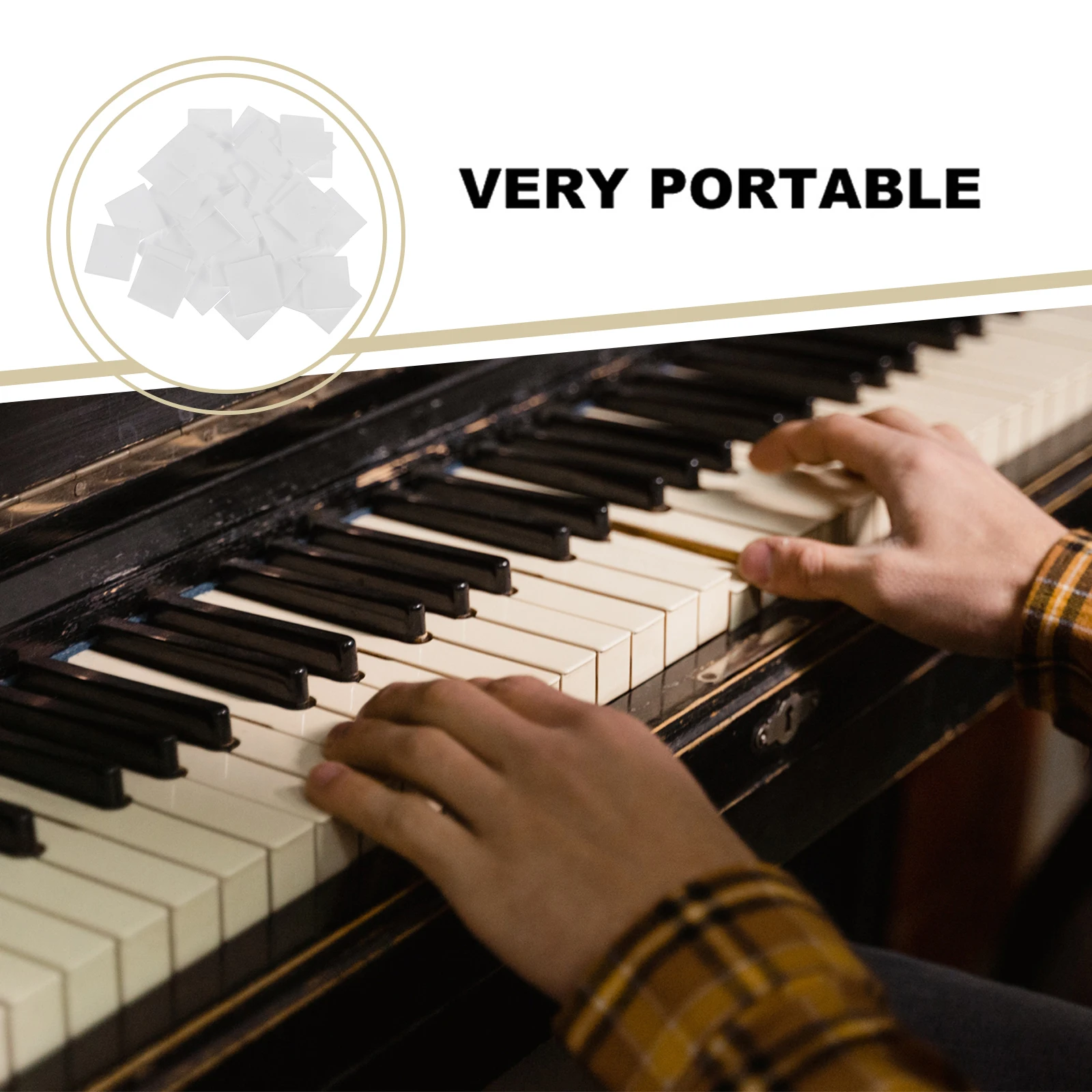 

52 Pcs White Keycaps Small Square Plastic Piano Replacement Repair Accessories Keyboard Instrument Parts Upright Piano