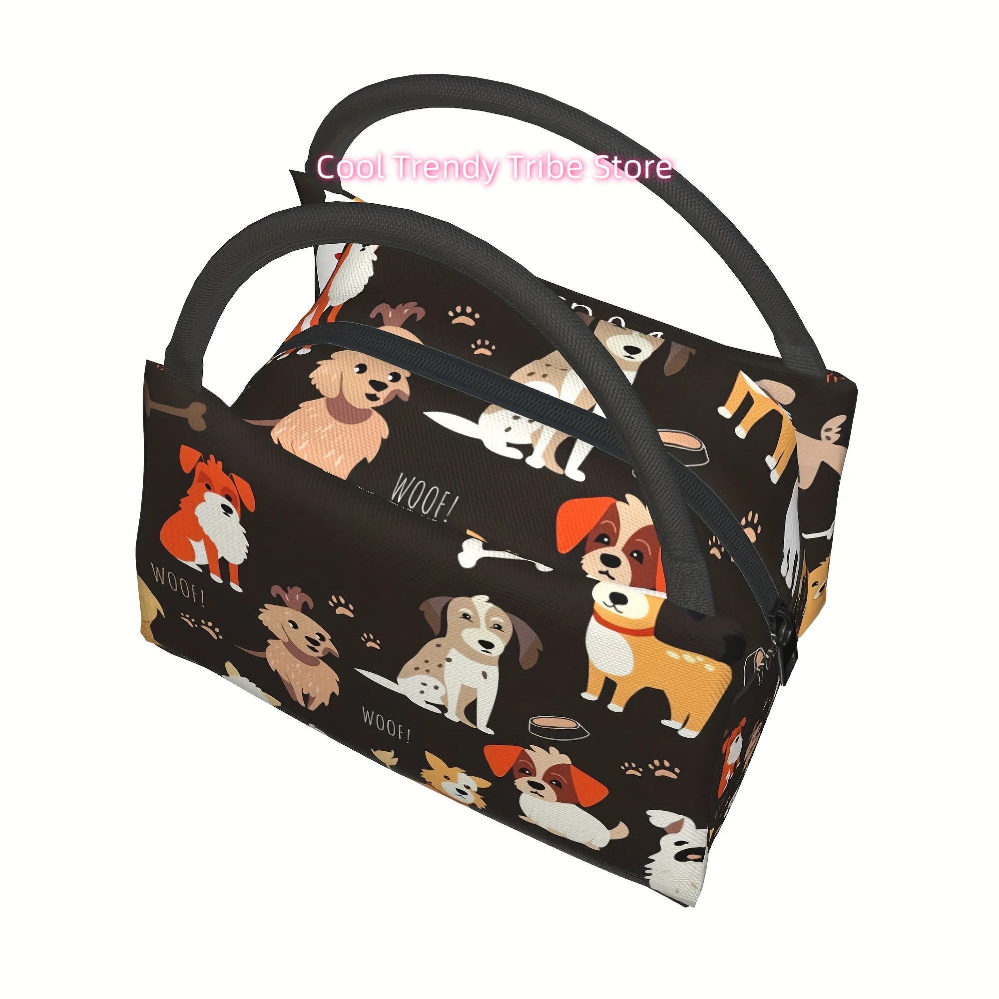 1pc dog and dog paw print, portable and reusable refrigerated bag, insulated bag, insulated lunch bag,   for camping,