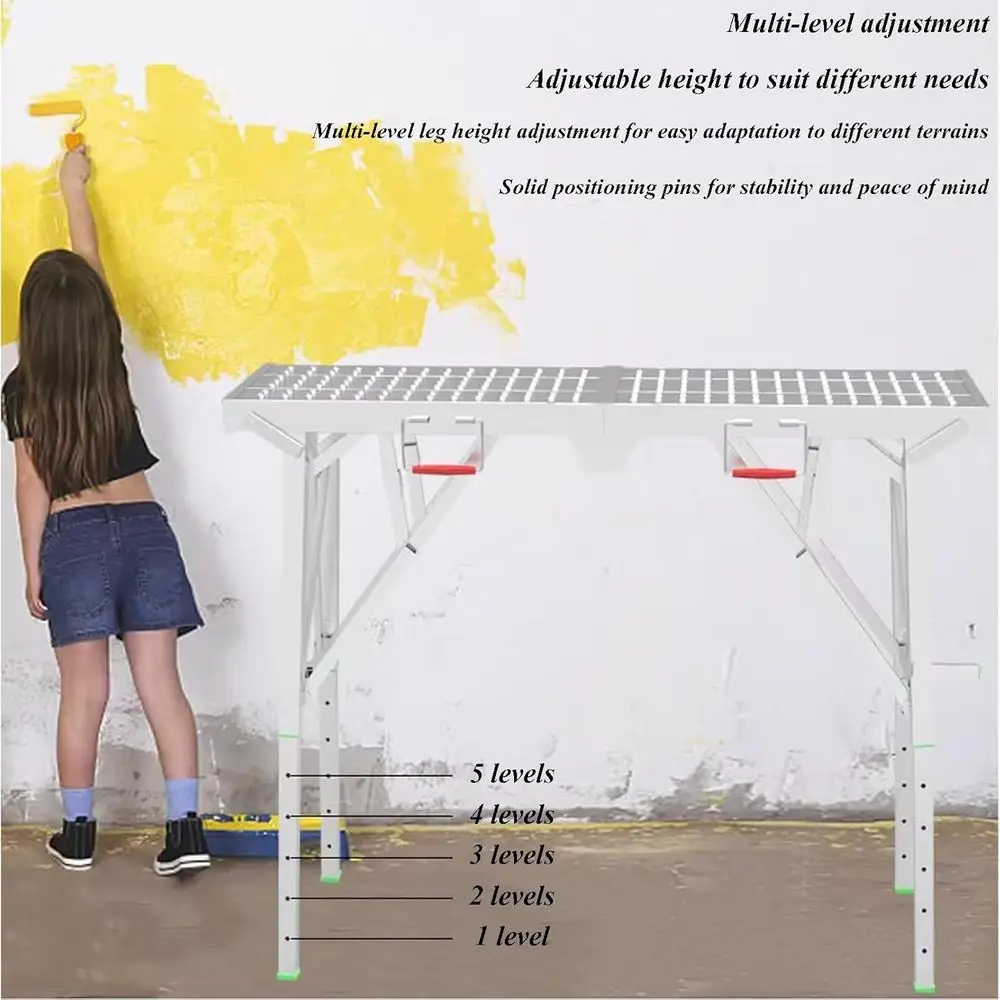 Adjustable Height Metal Scaffold Ladder for Industrial and Construction Use