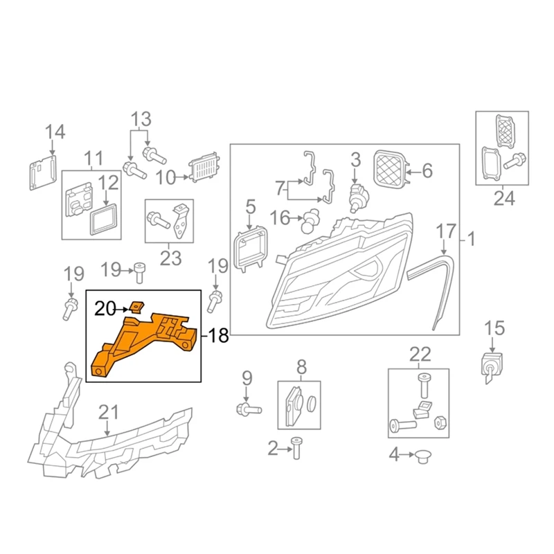 Пластиковый Монтажный кронштейн для фар автомобиля Q5 8R 2009-2012 8R0941453 8R0941454